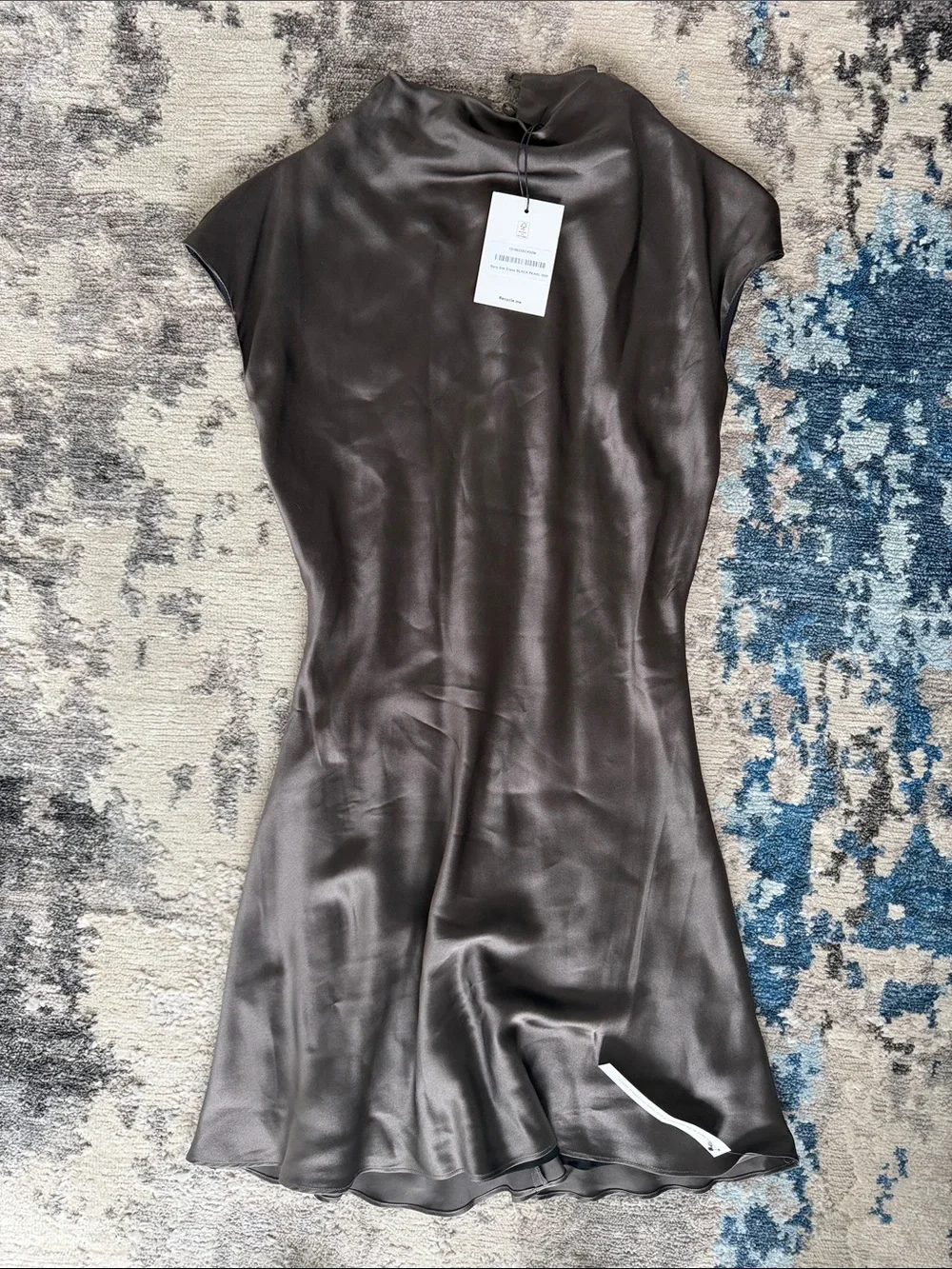 Reformation Rory Silk Dress in Black Pearl - Picture 6 of 7